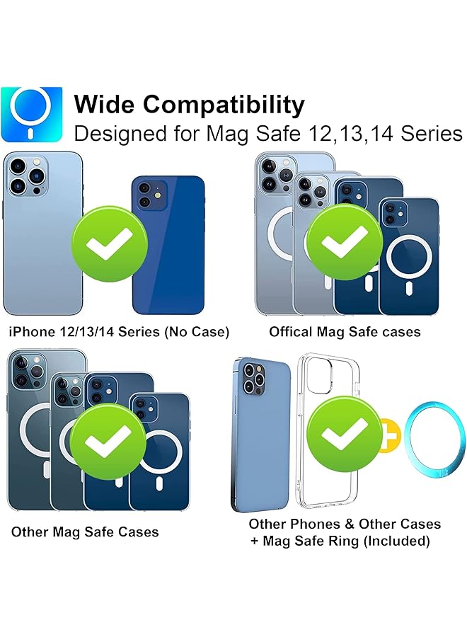 كاست ويف حامل هاتف للسيارة من ماج سيف، حامل هاتف مغناطيسي للوحة القيادة للسيارة، تصميم معدني بالكامل، مناسب لجراب ماج سيف لأجهزة آيفون 14 13 12 برو/ماكس/ميني/بلس (فضي) - Image 3