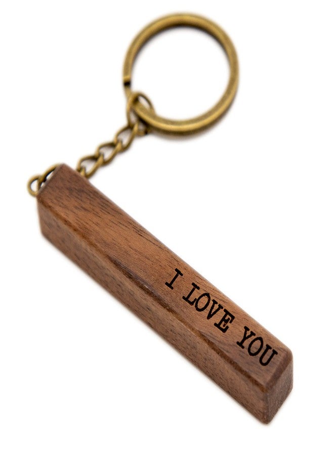 MUUJEE I Love You - Engraved Wood Bar Keychain - Key Chain for Car Home Work Keys, 5th Anniversary, Son Husband Boyfriend Birthday Gift, Father's Day Dad Gift Ideas - Image 1