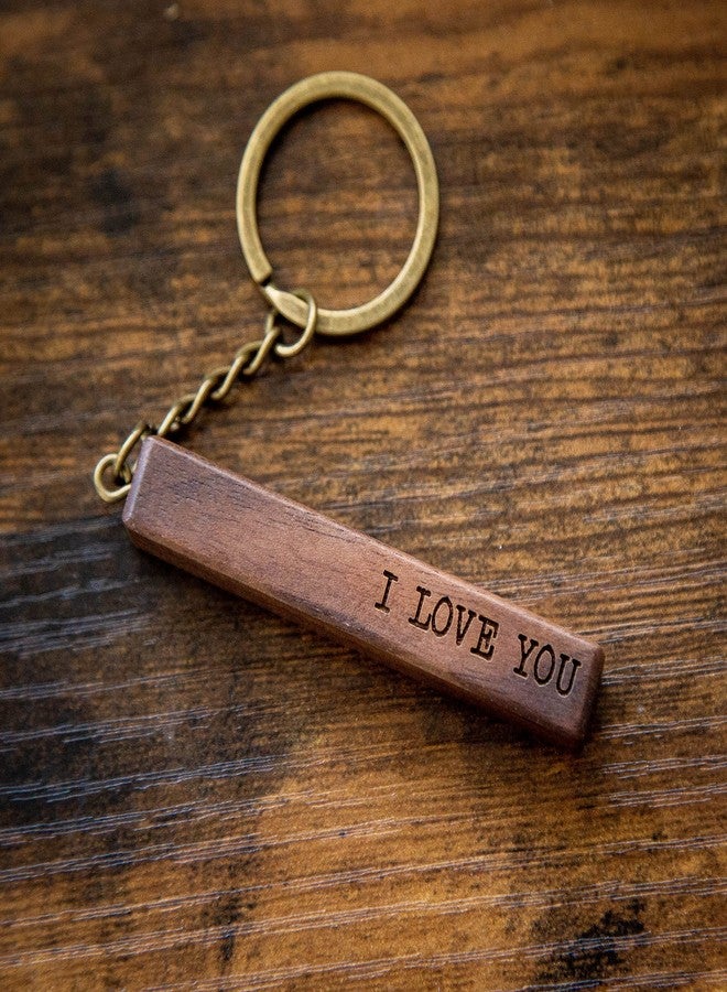 MUUJEE I Love You - Engraved Wood Bar Keychain - Key Chain for Car Home Work Keys, 5th Anniversary, Son Husband Boyfriend Birthday Gift, Father's Day Dad Gift Ideas - Image 3