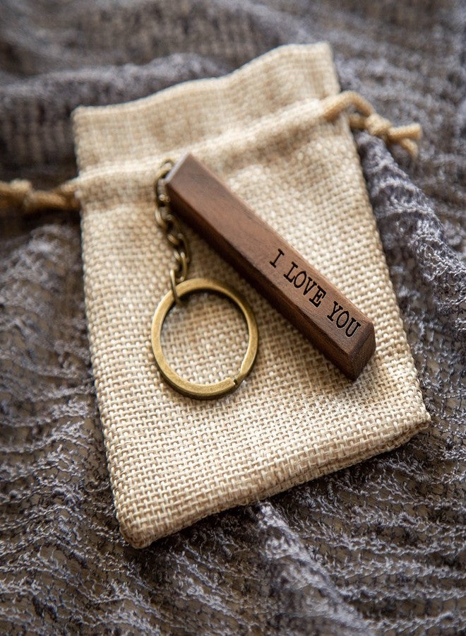 MUUJEE I Love You - Engraved Wood Bar Keychain - Key Chain for Car Home Work Keys, 5th Anniversary, Son Husband Boyfriend Birthday Gift, Father's Day Dad Gift Ideas - Image 5