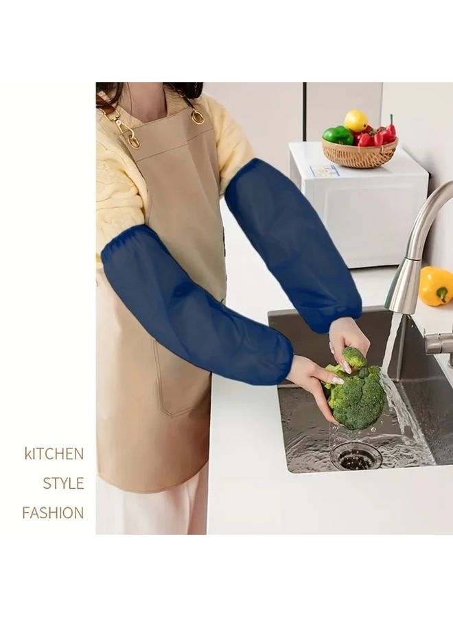 Artificial Leather Protective Sleeves Chinese Red for Cooking Cleaning Household Chores - Image 1