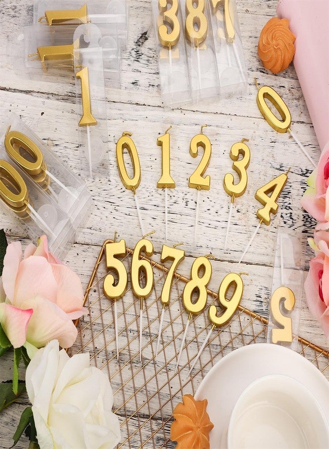XIHIRCD مجموعة شموع أرقام عيد الميلاد من XIHIRCD، 32 قطعة، من 0 إلى 9، شموع ذهبية اللون لتزيين الكيك، مع حامل أسفل كل شمعة. شموع أرقام عالمية لتزيين حفلات أعياد الميلاد والذكرى السنوية. - Image 3