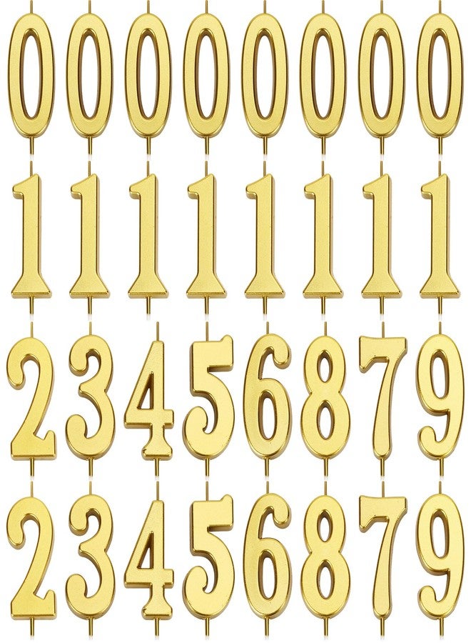 XIHIRCD مجموعة شموع أرقام عيد الميلاد من XIHIRCD، 32 قطعة، من 0 إلى 9، شموع ذهبية اللون لتزيين الكيك، مع حامل أسفل كل شمعة. شموع أرقام عالمية لتزيين حفلات أعياد الميلاد والذكرى السنوية. - Image 1
