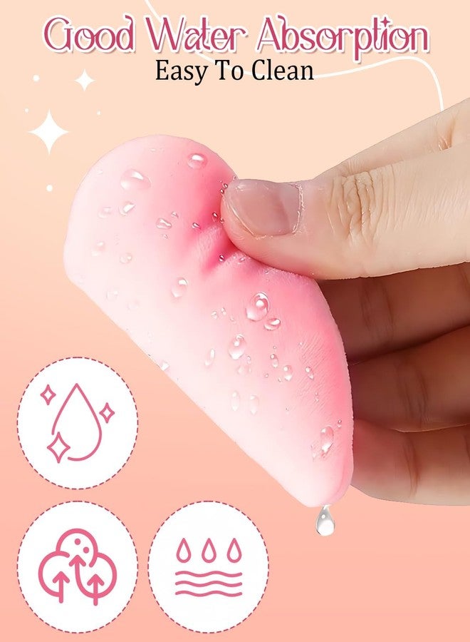 Calitate24 6PCS Heart Shaped Powder Puff for Face - Soft Velour Makeup Puffs for Loose & Pressed Powder, Foundation, Blush - Reusable Cosmetic Sponge Applicators for Women, Wet & Dry Beauty Tools - Image 2