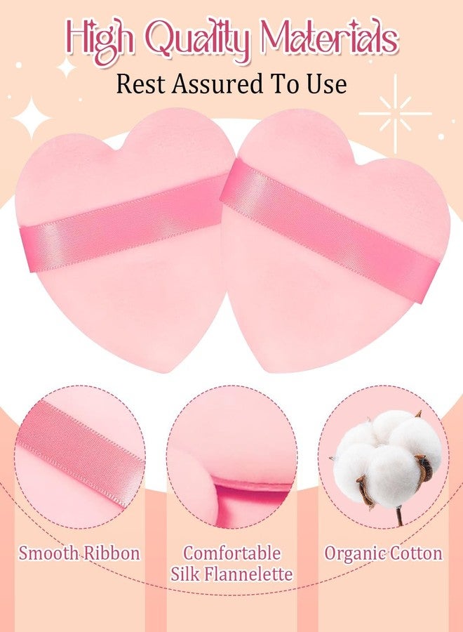Calitate24 6PCS Heart Shaped Powder Puff for Face - Soft Velour Makeup Puffs for Loose & Pressed Powder, Foundation, Blush - Reusable Cosmetic Sponge Applicators for Women, Wet & Dry Beauty Tools - Image 3