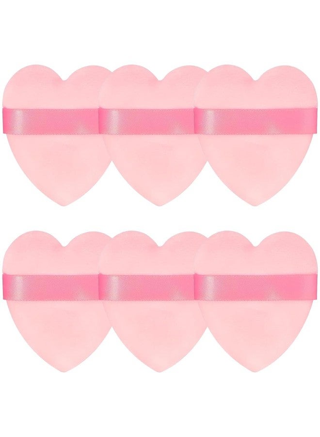 Calitate24 6PCS Heart Shaped Powder Puff for Face - Soft Velour Makeup Puffs for Loose & Pressed Powder, Foundation, Blush - Reusable Cosmetic Sponge Applicators for Women, Wet & Dry Beauty Tools - Image 1