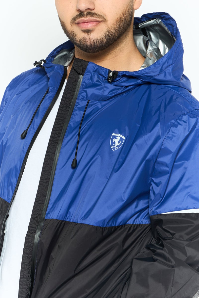 Scuderia Ferrari Men Sportswear Fit Hooded Long Sleeve Training Jackets, Blue - Image 2