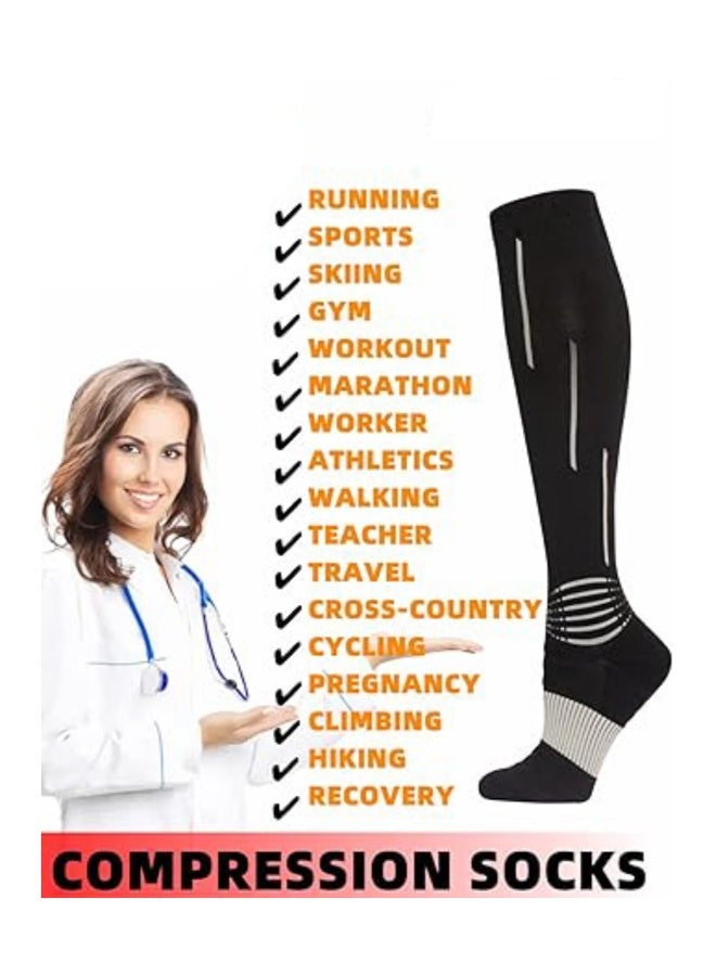 Generic 1 Pair Sports Compression Socks for Women and Men, 20-30 mmHg Running Support Socks, Wide Calves for Flying Running, Athletic, Compression Socks for Woman & Man Unisex (M, 38-45)  - Image 5