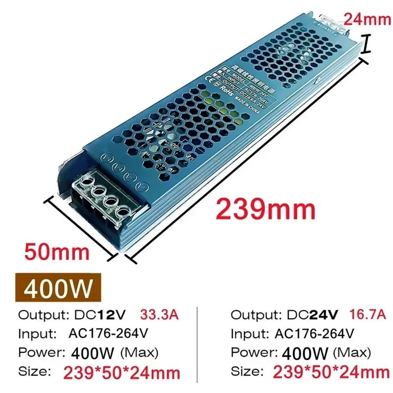 400W DC 24V LED Power Supply Adapter 5A 12A Thin Strip Light Switch Driver 60W 100W 200W 300W - Image 3