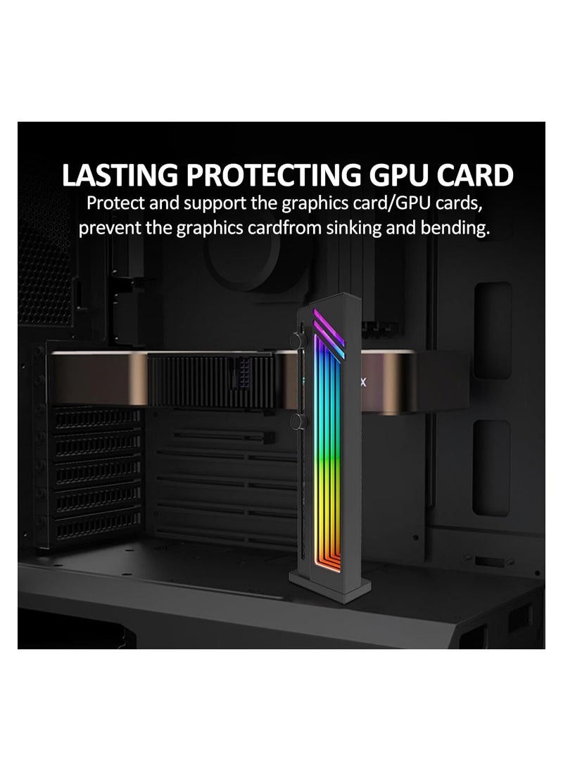 Generic - Adjustable 5V 3-Pin Infinity ARGB GPU Support Bracket in Sleek Black, Compatible with RX6700 & RTX3090 Graphics Cards, Easy Installation, Durable Aluminum Design. - Image 1