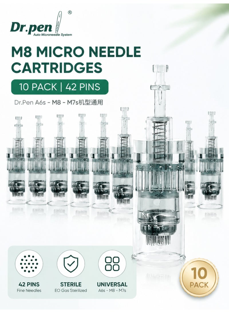 Dr.pen Dr. Pen M8 Microneedling Cartridges - 42-Pin, 10-Pack | Universal Nano Microneedle Replacement Needles for A6s / M8 / M7s - Image 1