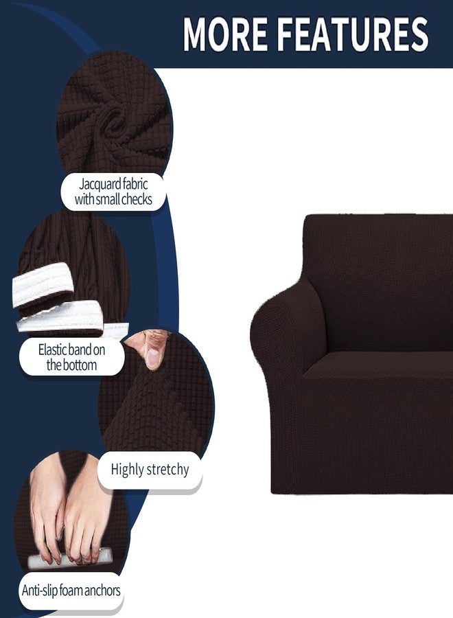 Cupuamon 2024 Newest Stretch Sofa Slipcovers Couch Cover for 3 Cushion Furniture Protector Sofa Covers with Elastic Bottom Jacquard Fabric Small Checks for Pets, Kids -Sofa, Chocolate - Image 4