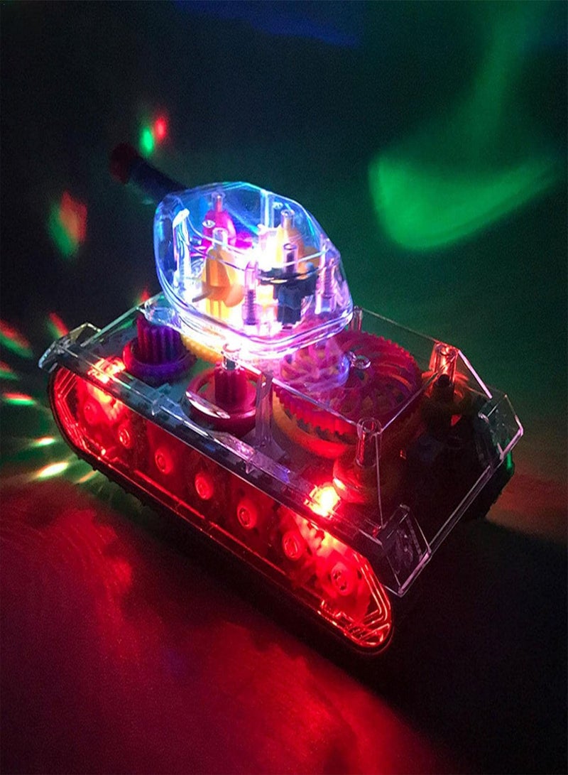 GGOOT Electric Tank Toy - Electric Transparent Gear Concept Toy Car,Fighting Vehicles Toys Three Gears Tank Model for Kids Boys Girls Birthday Presents - Image 2