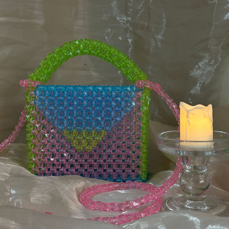 2023 New Contrast Color Small Fresh Hand-Woven Square Handbag Shoulder Slung Box Bag Women - Image 1