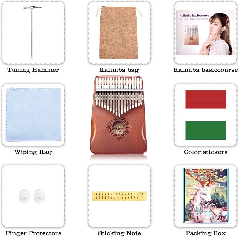 SHUS LIVE Kalimba Thumb Piano 17 Keys, Portable Mbira Finger Piano, Easy to Learn Musical Instrument Gift for Kids and Adult Beginners, Brown1 - Image 3