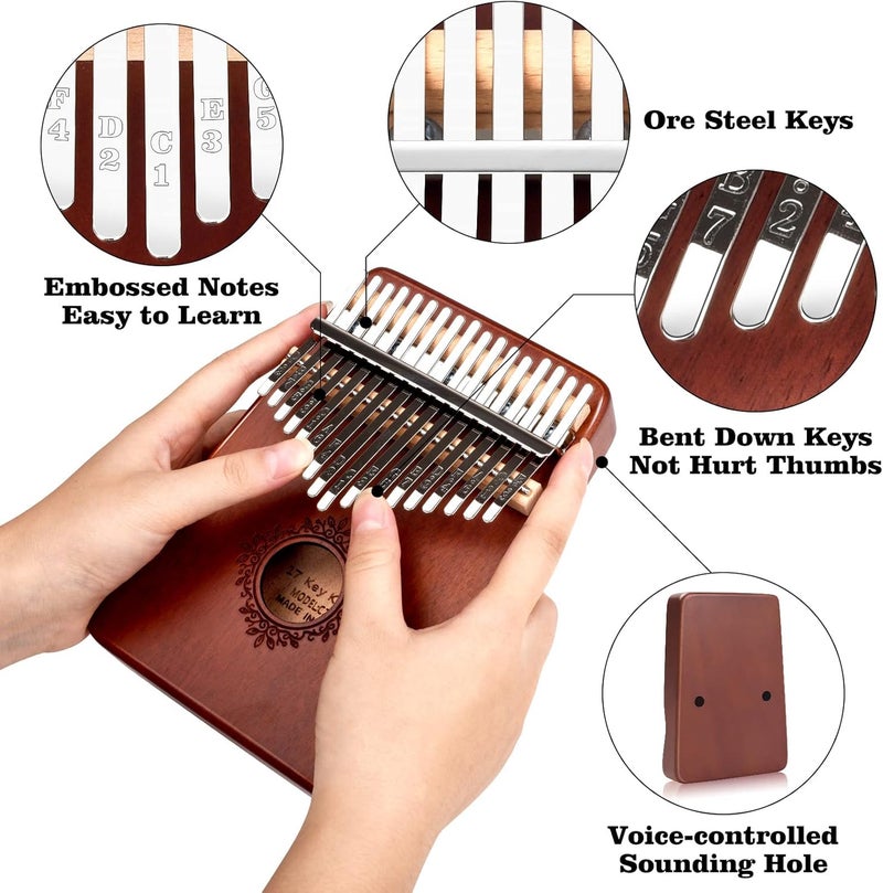 SHUS LIVE Kalimba Thumb Piano 17 Keys, Portable Mbira Finger Piano, Easy to Learn Musical Instrument Gift for Kids and Adult Beginners, Brown1 - Image 2