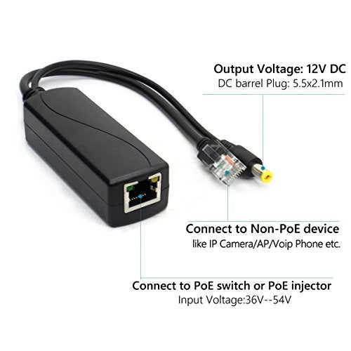 ANVISION Active 48V to 12V PoE Splitter Adapter, IEEE 802.3af Compliant 10/100Mbps, DC 12V Output - Image 3