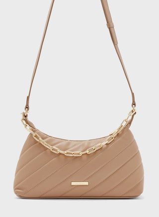 Top Handle Chain Detail Satchel
