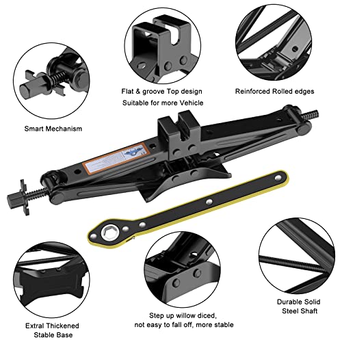 IMAYCC Scissor Lift Jack, Compact Car Jack Kit for Auto SUV, RV, MPV with Smart Ratchet Design, Heavy Duty Tire Changing Kit Lifting 2 Ton (4409 lbs) Tire Jack. - Image 4