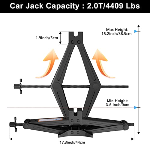 IMAYCC Scissor Lift Jack, Compact Car Jack Kit for Auto SUV, RV, MPV with Smart Ratchet Design, Heavy Duty Tire Changing Kit Lifting 2 Ton (4409 lbs) Tire Jack. - Image 2