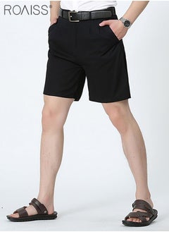 roaiss Mens Slim Fit Office Formal Shorts Knee Length Shorts  - Image 4