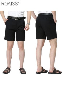 roaiss Mens Slim Fit Office Formal Shorts Knee Length Shorts  - Image 3