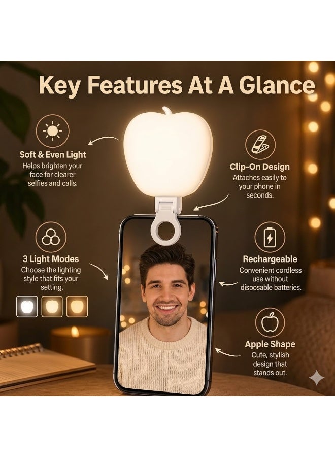 SelfieLight Clip-on Rechargeable LED Fill with 3 Light Modes & RGB Adjustable Brightness, Portable Circle Light for iPhone, Laptop, Makeup, Video Conferencing, TikTok & Live Stream - Image 5