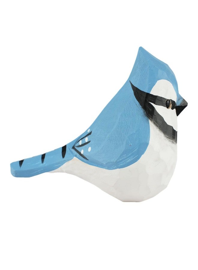 VIPbuy Handmade Wood Carvings Bird Figurines , Hand Carved Painted Wooden Bird Ornaments Crafts Home Office Desktop Decor Gifts (Blue Jay) - Image 5