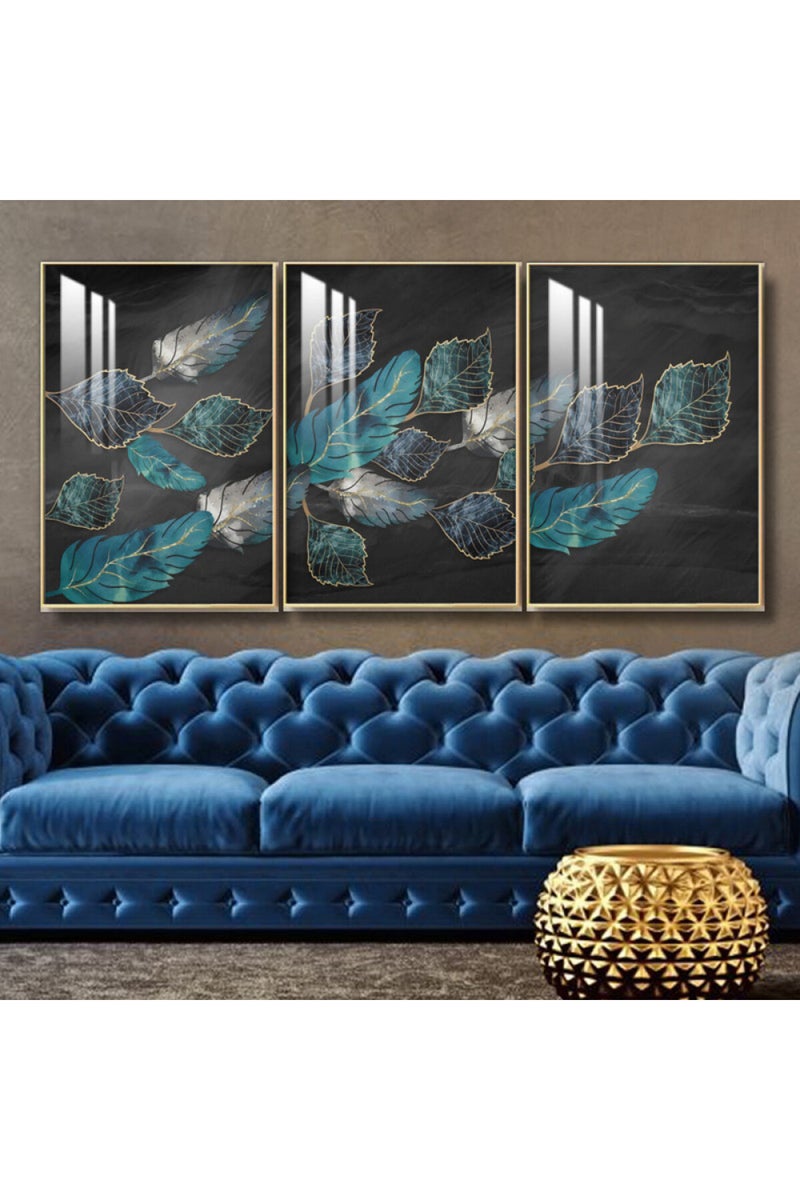 Marktna Three wooden wall painting with a frame and a clear acrylic layer - Image 1