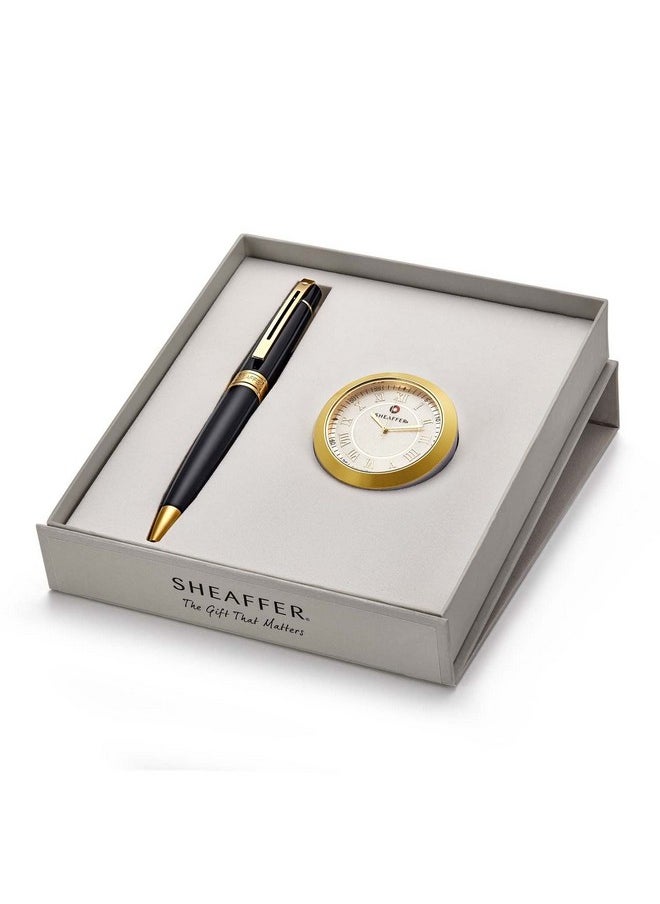 شيفر قلم حبر جاف Sheaffer 9325 مع ساعة طاولة من الكروم الذهبي  - Image 1