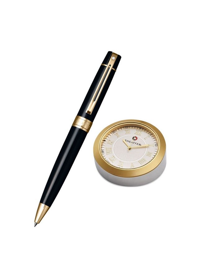 شيفر قلم حبر جاف Sheaffer 9325 مع ساعة طاولة من الكروم الذهبي  - Image 2