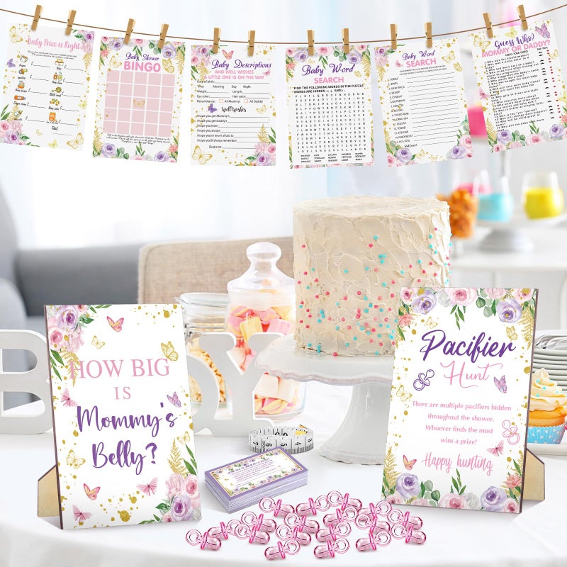 Sherr 424 Pcs Butterfly Baby Shower Pacifier Hunt Game Include Hunt Sign and 50 Acrylic Pacifiers Bingo Price Guess How Is Big Search for Baby Shower Game Decoration Gifts Gender Reveal Party Decor - Image 5