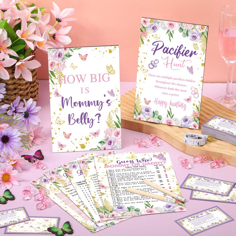 Sherr 424 Pcs Butterfly Baby Shower Pacifier Hunt Game Include Hunt Sign and 50 Acrylic Pacifiers Bingo Price Guess How Is Big Search for Baby Shower Game Decoration Gifts Gender Reveal Party Decor - Image 2