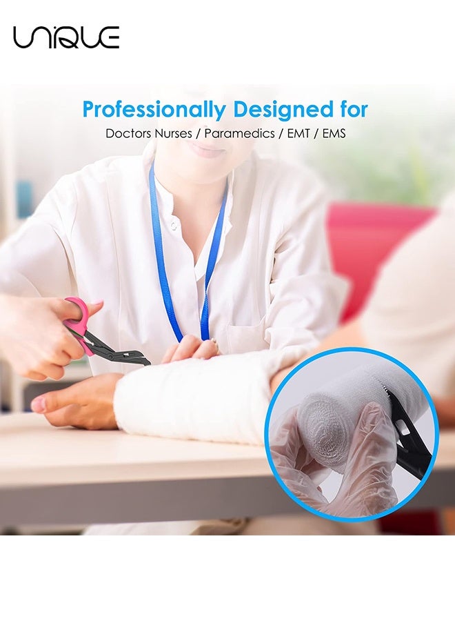Unique Trauma Scissors Medical Scissors with Carabiner - 2 PCS 7.5" Bandage Nursing Scissors - Premium Fluoride-Coated Surgical Scissors for Nurses, Doctors, Nursing Students, First Aid, EMT EMS - Black/Pink - Image 4