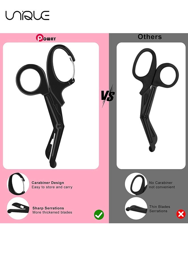 Unique Trauma Scissors Medical Scissors with Carabiner - 2 PCS 7.5" Bandage Nursing Scissors - Premium Fluoride-Coated Surgical Scissors for Nurses, Doctors, Nursing Students, First Aid, EMT EMS - Black/Pink - Image 3