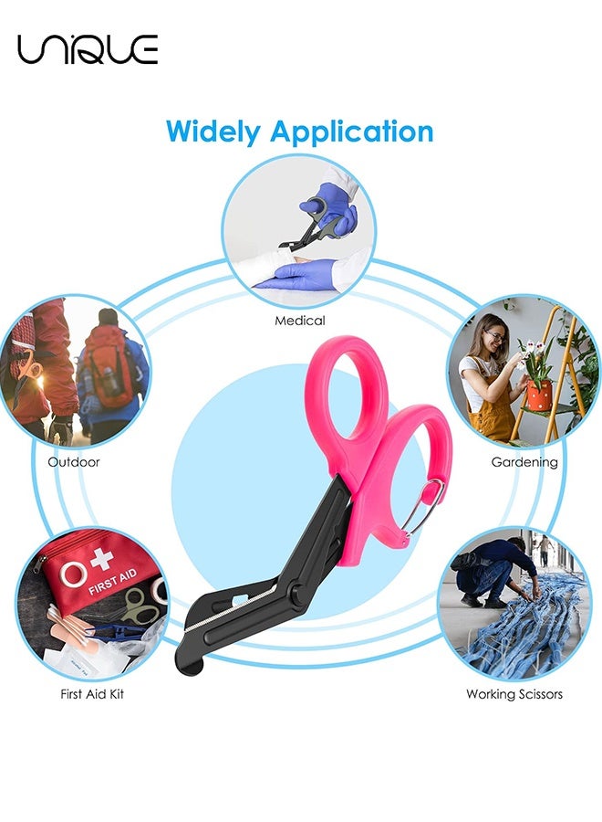 Unique Trauma Scissors Medical Scissors with Carabiner - 2 PCS 7.5" Bandage Nursing Scissors - Premium Fluoride-Coated Surgical Scissors for Nurses, Doctors, Nursing Students, First Aid, EMT EMS - Black/Pink - Image 5