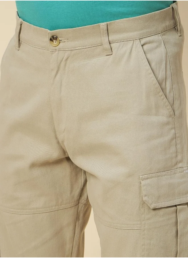 هاي ستار Men's Beige Relaxed Fit Casual Trousers - Comfortable Everyday Wear