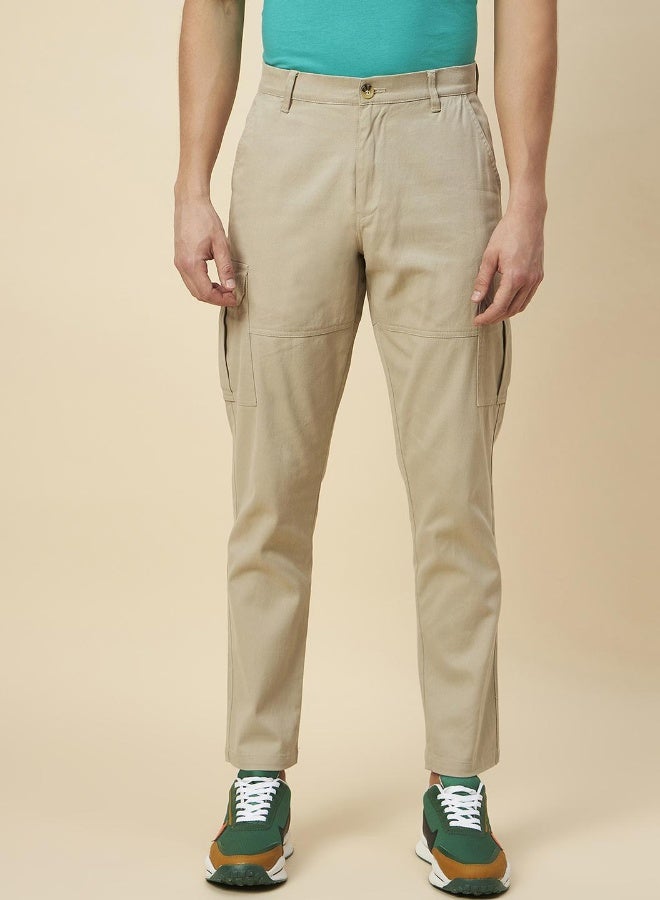 HIGH STAR Men's Beige Relaxed Fit Casual Trousers - Comfortable Everyday Wear - Image 3