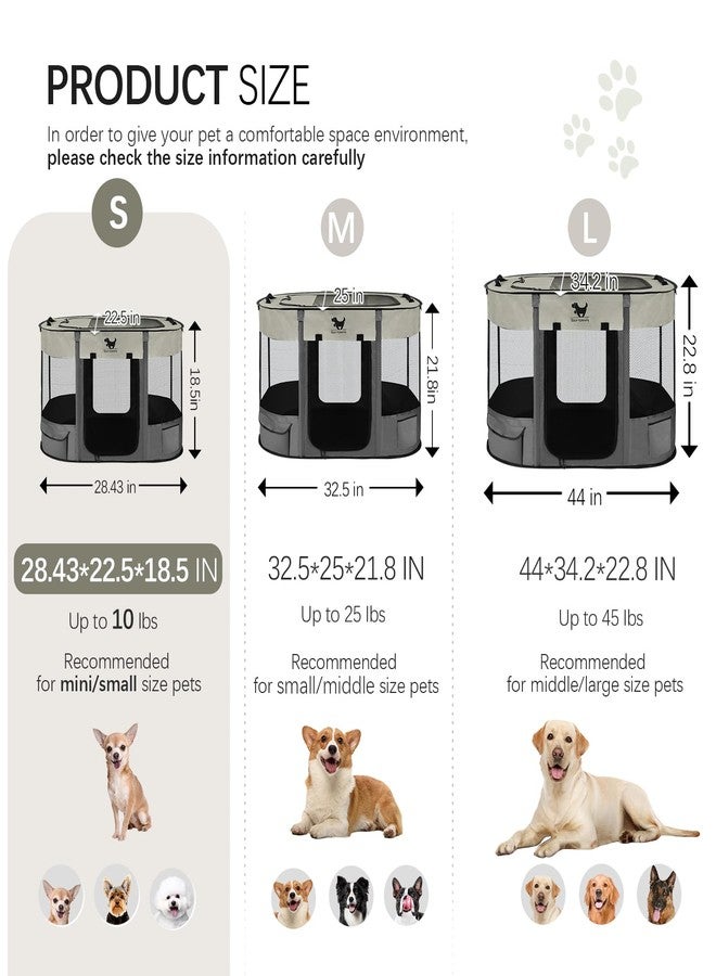 Rest-Eazzzy Dog Playpen, Foldable Kitten Playpen for Medium Dogs, Portable Pet Puppy Playpen with Removable Shade Cover, Indoor Outdoor Travel Camping Use for Small Pets with Carrying Case (S, Grey) - Image 2