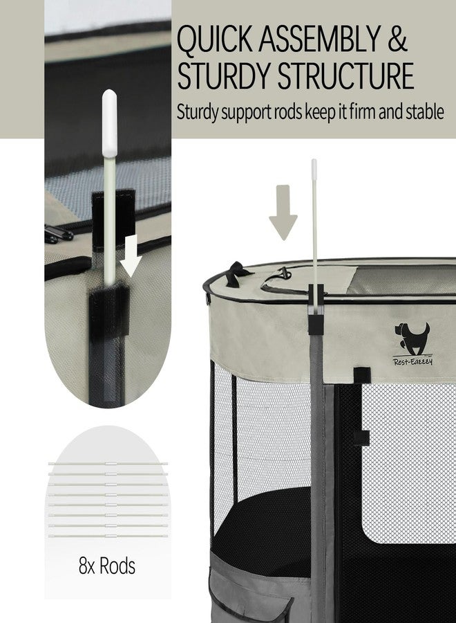Rest-Eazzzy Dog Playpen, Foldable Kitten Playpen for Medium Dogs, Portable Pet Puppy Playpen with Removable Shade Cover, Indoor Outdoor Travel Camping Use for Small Pets with Carrying Case (S, Grey) - Image 4