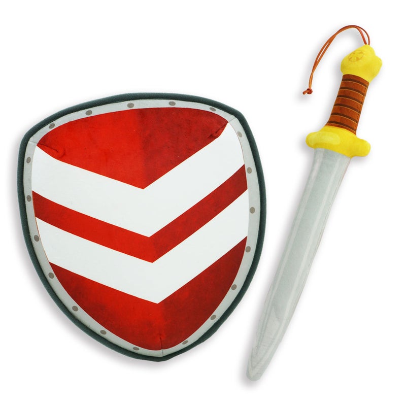 June Garden Little Knights Sword and Shield Playset Safe Plush Soft Pretend Play Weapons Gifts for Toddlers Kids Red - Image 3