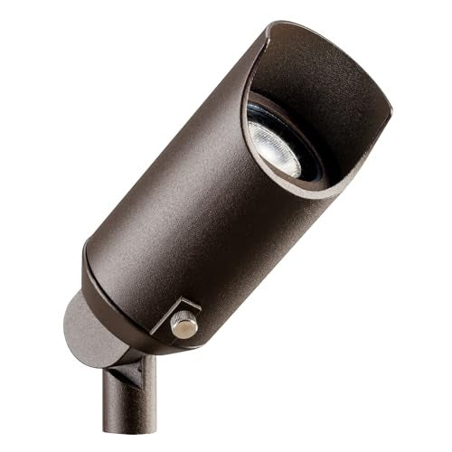 Kichler 6" Mini Outdoor Accent Light in Textured Architectural Bronze, 12V LED Adjustable Spotlight, (6" L x 2.5" H), 15384AZT,Brown - Image 1