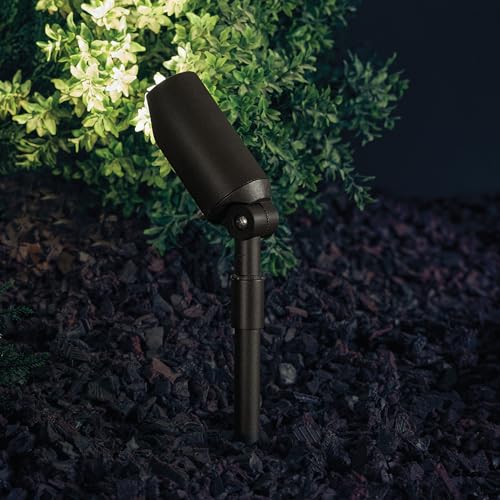 Kichler 6" Mini Outdoor Accent Light in Textured Architectural Bronze, 12V LED Adjustable Spotlight, (6" L x 2.5" H), 15384AZT,Brown - Image 3