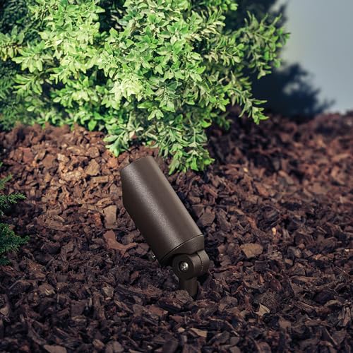 Kichler 6" Mini Outdoor Accent Light in Textured Architectural Bronze, 12V LED Adjustable Spotlight, (6" L x 2.5" H), 15384AZT,Brown - Image 5