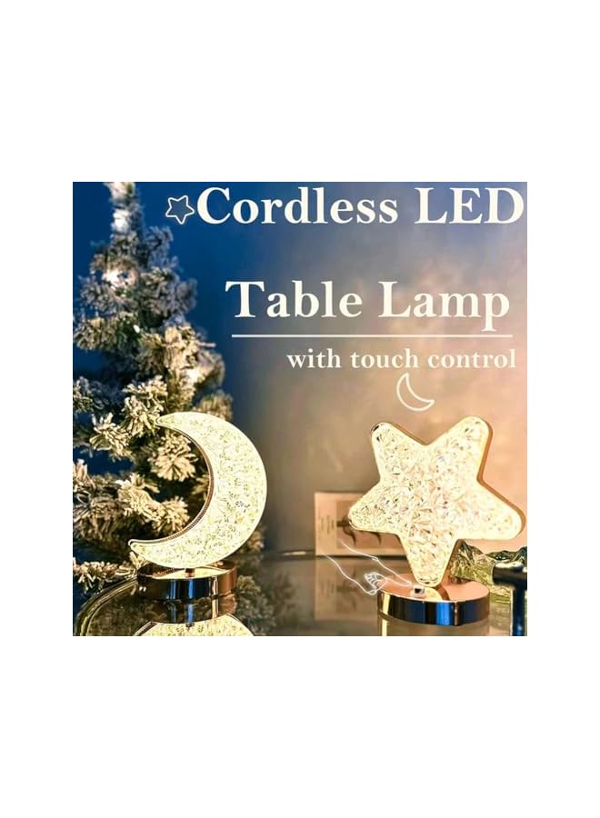 The Bros Eid Ramadan Moon Lamp,Mubarak Romantic Moon Night Light Decorations with 3 Colors,Rechargeable Touch Dimmable Crystal Light Ornaments Eid al-Fitr Night Lights for Bedroom,Party,Festival-Moon - Image 3