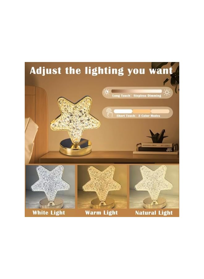 The Bros Eid Ramadan Moon Lamp,Mubarak Romantic Moon Night Light Decorations with 3 Colors,Rechargeable Touch Dimmable Crystal Light Ornaments Eid al-Fitr Night Lights for Bedroom,Party,Festival-Moon - Image 5