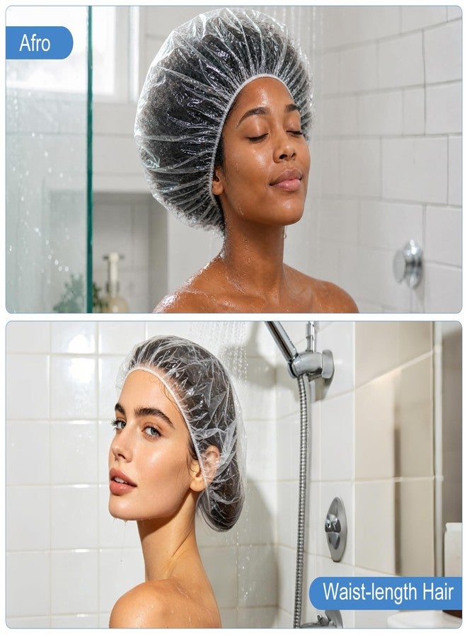 ONEYIM [20 Pcs] Extra Large Disposable Shower Caps - Oversize & Jumbo Plastic Shower Caps for Voluminous Hair, Long Thick Curly Hair, XXL - Image 4