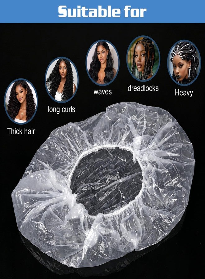 ONEYIM [20 Pcs] Extra Large Disposable Shower Caps - Oversize & Jumbo Plastic Shower Caps for Voluminous Hair, Long Thick Curly Hair, XXL - Image 3