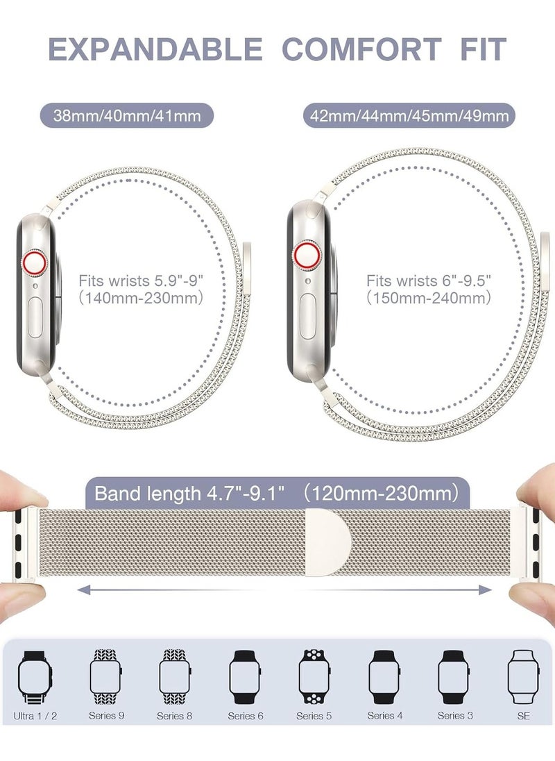 keloray - Stainless Steel Milanese Loop Compatible with Apple Watch Band 38mm 40mm 41mm 42mm 44mm 45mm 49mm, Replacement Band for iwatch Series 9, Ultra 2, SE, Ultra, 8 7 6 5 4 3 2 1 (42/44/45/49mm） - Image 1