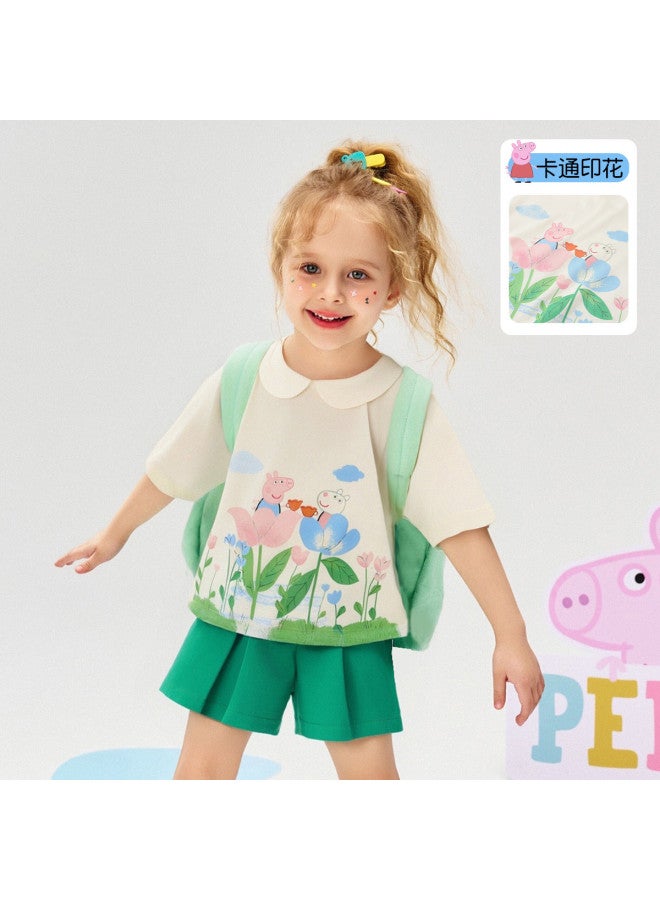 Peppa Pig طقم بيبا بيغ الصيفي الخفيف بأكمام قصيرة للأطفال، ملابس كرتونية - Image 3